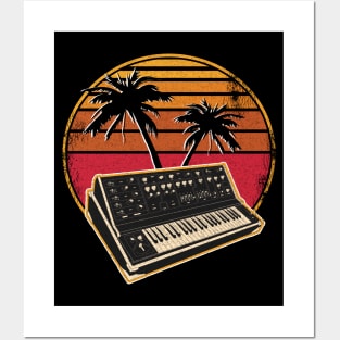 Analog Synthesizer Vintage 70s Sunset Synth Posters and Art